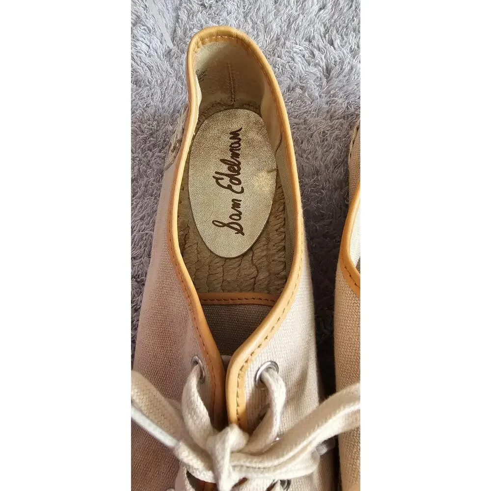 Sam Edelman Lillian Lace‎ Up Espadrilles Sneakers Women Size 7.5M Gold Metallic